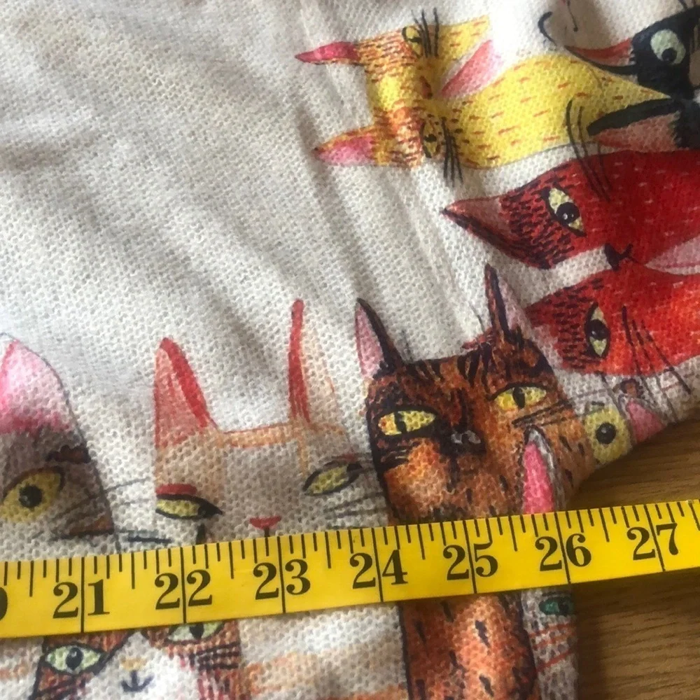 Womens Plus Size All Over Cat Party Print Long Sleeve Pullover Sweater Size XXL
